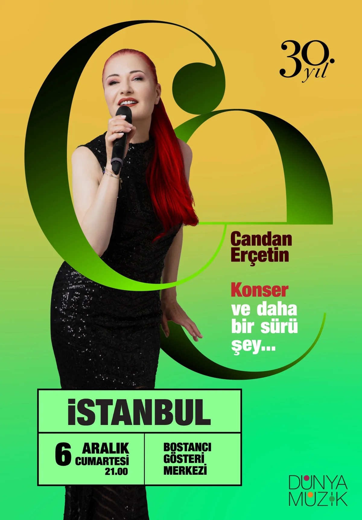 Candan Erçetin 6 Aralık 2025 Bostancı Gösteri Merkezi 30. Yıl Konseri afişi