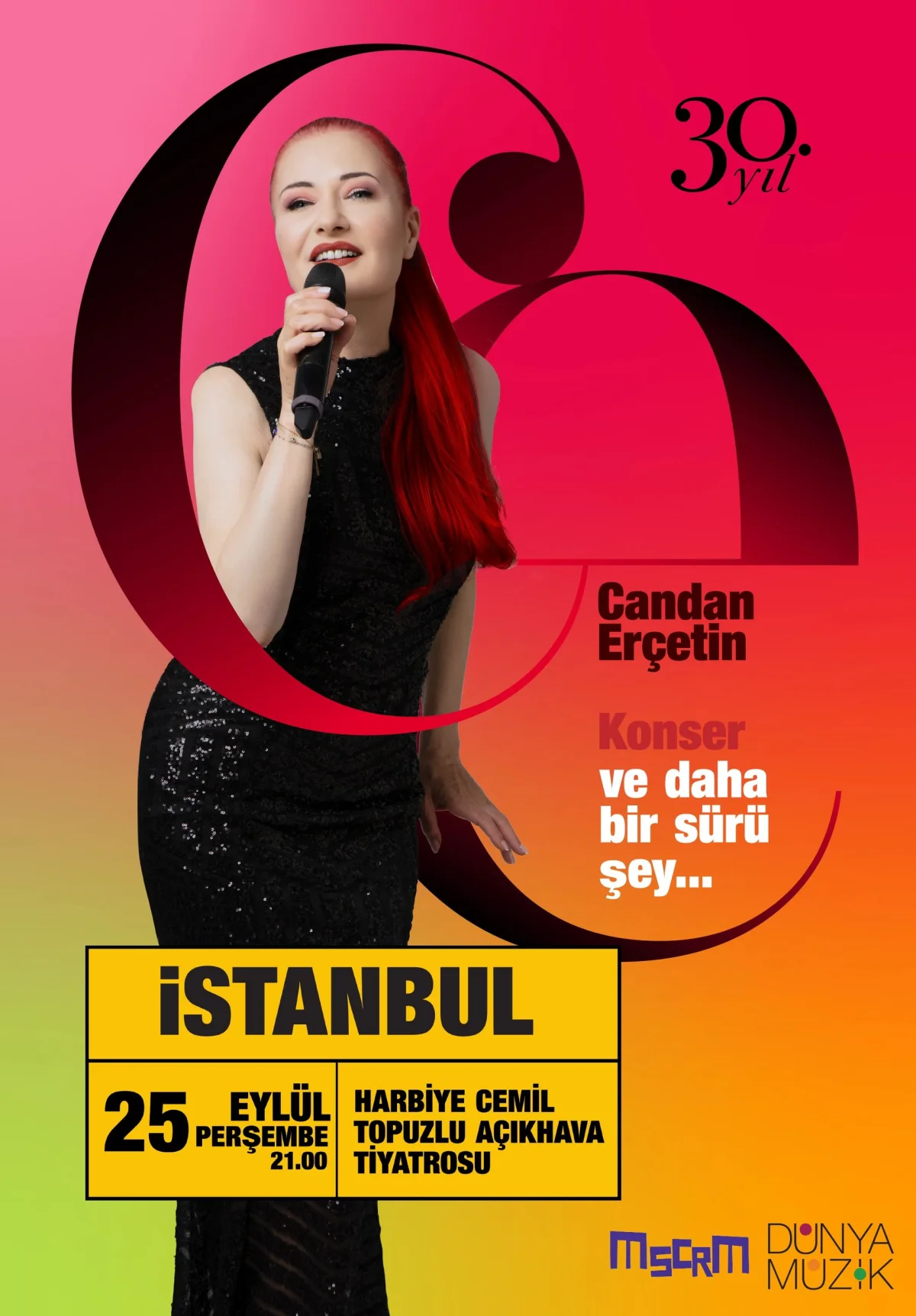 Candan Erçetin 25 Eylül 2025 Harbiye 30. Yıl Konseri afişi
